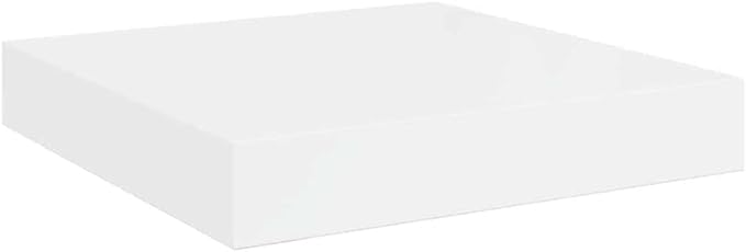 Floating Wall Shelf, High Gloss White Modern Display Shelf with Invisible Mounting, 9.1x9.3 Inches, Honeycomb MDF for Living Room Bedroom Decor, Holds 11 lbs for Books Awards Collectibles