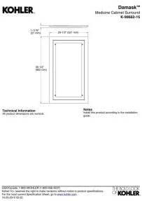 KOHLER 99662-15-1WA Damask 15-Inch Wide Medicine Cabinet Surround, Linen White