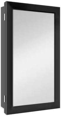 15-1/4 in. W x 26 in. H Rectangular Framed Recessed or Surface-Mount Bathroom Medicine Cabinet with Mirror, Black 1010399819