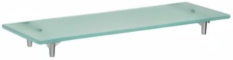 tesa LUUP Glass Bathroom Shelf - No Drill Shelf Made of Satined Glass and Chrome-Plated Metal - Stainless - Waterproof - Includes Removable Adhesive Solution