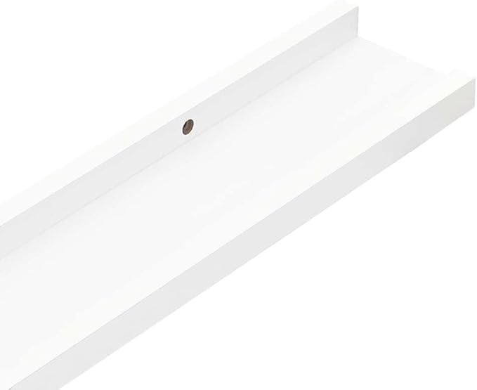 Set of 4 Floating Wall Shelves, 31.5 Inch Modern White MDF Wall Mounted Storage Shelves for Living Room, Bedroom and Office, Display Ledge for Decor, Books and Plants