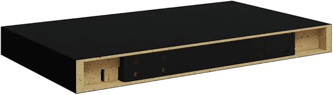 Set of 4 Floating Wall Shelves, Modern Honeycomb Decorative Display Shelf for Bedroom, Living Room, and Office, Black MDF Wall Mounted Storage Organizers