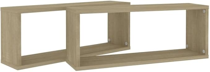 Wall Cube Shelves 2 Pack Sonoma Oak Floating 23.6x5.9x9.1 Inches Engineered Wood Wall Mount Display Storage Shelves for Living Room Bedroom Office Decor