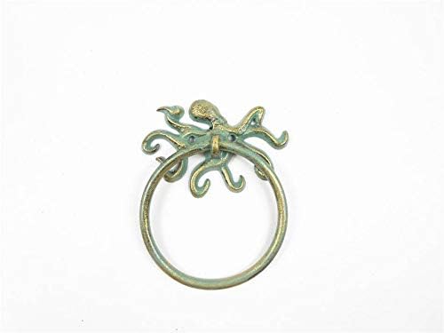 Hampton Nautical Antique Bronze Cast Iron Octopus Towel Holder 6" – Cast Iron Decor – Coastal Li