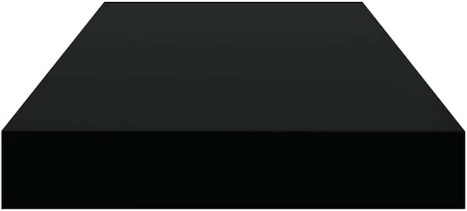 Floating Wall Shelf High Gloss Black 19.7x9.1 Inches, Modern Invisible Mounting Display Rack for Living Room, Honeycomb MDF and Metal Frame Holds 15.4 lb for Books Decor Awards