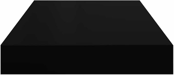 Floating Wall Shelves Set of 4, Modern High Gloss Black Display Shelves with Invisible Mounting, 15.7x9.1 Inches, for Living Room, Bathroom, Office Decor, Books, Plants, and Collectibles