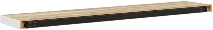Set of 2 Floating Wall Shelves, 47.2 Inch Long Modern Decorative Shelf for Living Room, Bedroom and Office, Matte Oak and White Wall Mounted Storage Display Ledge