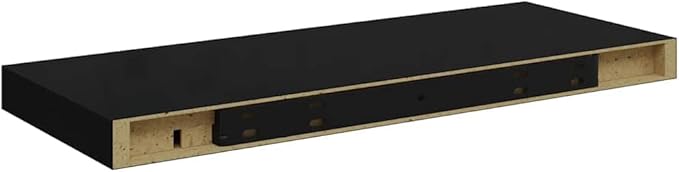 Set of 2 Floating Wall Shelves, 23.6 Inch Modern Matte Black Storage Shelves for Living Room Bedroom Office, Decorative Display MDF Ledge