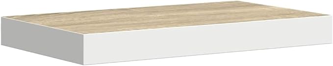 Floating Wall Shelves Set of 4, Modern Oak and White Honeycomb MDF Shelves 19.7x9.1 Inches, Invisible Mounting for Living Room Bedroom Decor, Easy Install Display Racks for Books Plants Photos