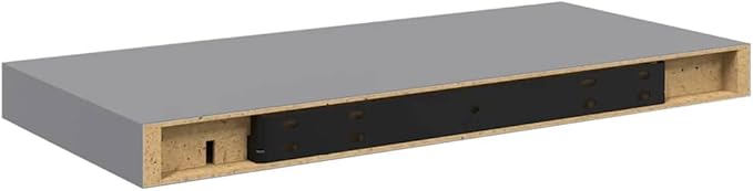 Set of 2 Floating Wall Shelves, 19.7 x 9.1 Inch Grey Honeycomb MDF Decorative Display Ledge for Living Room, Bedroom, Modern Minimalist Storage Shelving