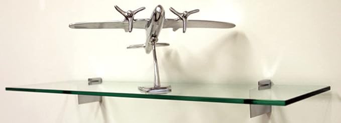 Spancraft Glass R-6x21-Brushed Steel Raven Glass Shelf, Brushed Steel, 6" x 21"