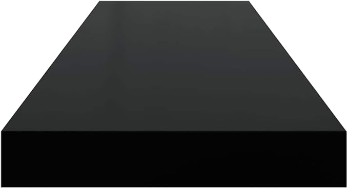 Floating Wall Shelves Set of 4, Modern Black Display Shelves 31.5x9.3 Inches, Invisible Mounting for Living Room Bedroom, Durable MDF and Metal Frame for Books Decor Plants Photos