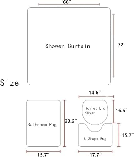 AAtter 4 Piece Green and Black Shower Curtain Get Naked Ombre Men Gothic Cool Art 60Wx72L Curtains Decor with Non-Slip Rugs, Toilet Lid Cover and Bath Mat Bathroom Accessories Home Bathtub Set, Modern