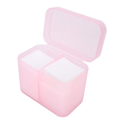 2 Grids Nail Storage Box Nail Polish Remover Pad Storage Box Container Box Plastic Box Transparent Box Makeup Storage Box Safe and Hygienic Suitable for Home Salon(PINK)