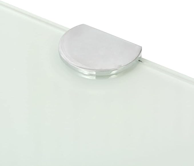 Corner Shelves 2 Pack White Floating Wall Shelves with Chrome Supports, 9.8"x9.8" Tempered Glass Small Shelf for Bathroom, Kitchen, Living Room, Bedroom Decor and Storage