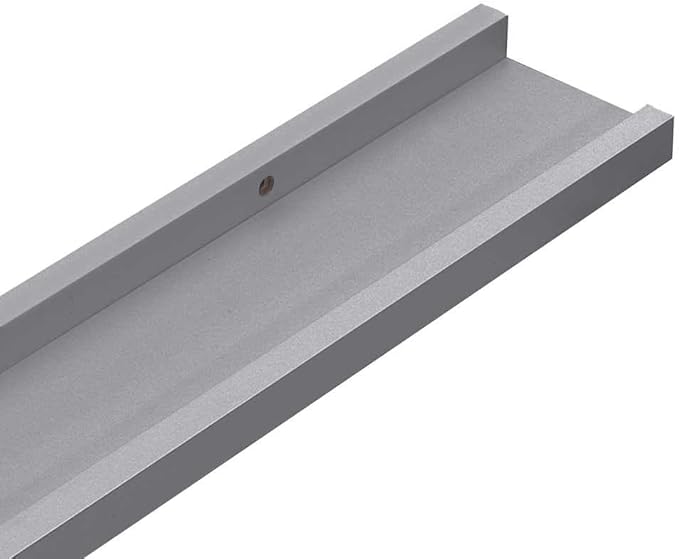 Set of 2 Wall Mounted Picture Frame Ledge Shelves, 31.5 Inch Long Floating Display Shelf for Decor, Books, and Photos, Modern Grey Lacquered MDF Shelf
