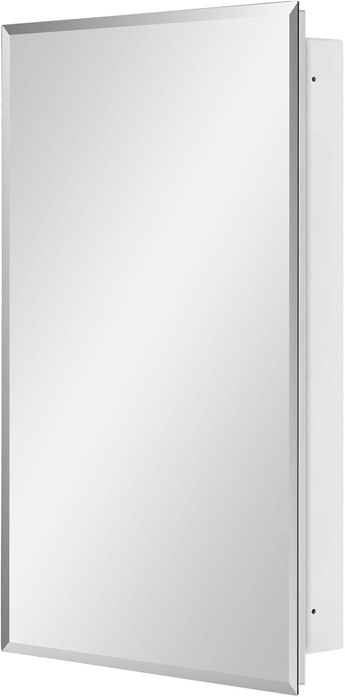 IDYLLOR Plastic Medicine Mirror Cabinet for Bathroom 16 x 26 inch, Surface and Recessed Mount