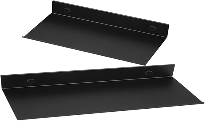 WOONEKY 2pcs Metal Floating Shelves Wall Mount Shelf Bathroom Storage Wall Storage Rack Black