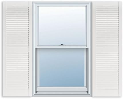 Exterior Solutions Standard Louver Exterior Vinyl Shutter, White (Pair), 15 Inch x 47 Inch