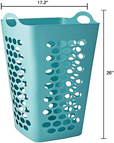 2 Pcs of Mainstays Flexible Square Teal Laundry Hamper, Great Laundry Basket 26 Inches(2-Pack)