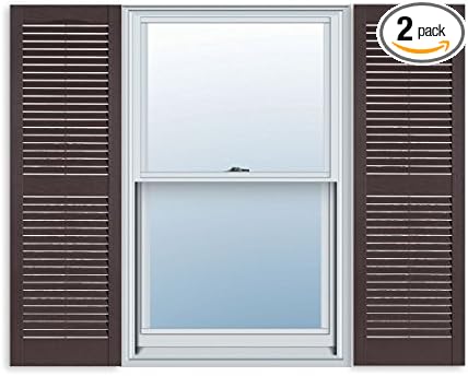 Exterior Solutions Standard Louver Exterior Vinyl Shutter, Sienna Brown (Pair), 15 Inch x 51 Inch