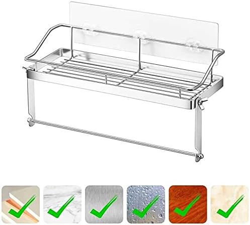 ZTBH Bathroom Divider Bathroom Wall Shelf, Wall Mounted Non Drilling Wall Shelves Bathroom Hardware Sets