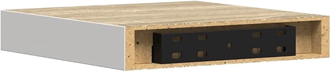 Set of 2 Floating Wall Shelves, Modern Honeycomb Design Oak and White MDF Display Ledges for Living Room Home Office Storage and Decoration