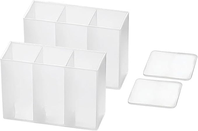 Mini Wall Mount Storage Box, 6 Compartment Transparent Plastic Makeup Brush Lipstick Holder Self-Adhesive Pen Holder Makeup Organizer for Home Office..