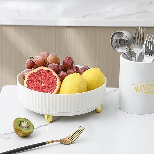 Anyoifax Makeup Perfume Organizer Tray 360 Degree Rotating Lazy Susan Skincare Lotion Organizer Spinning Cosmetics Storage for Dresser, Vanity, Bathroom Countertop, Small White & Large White