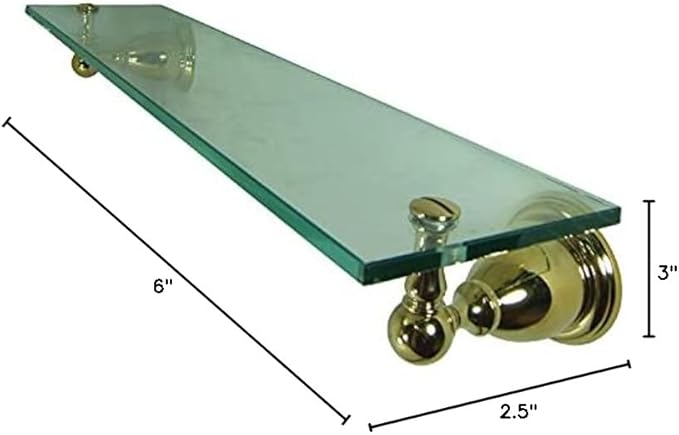Kingston Brass BA1759PB Heritage Glass Shelf, Polished Brass, 2-1/2"
