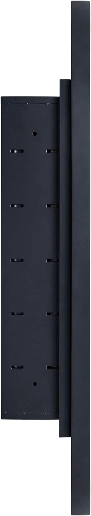 Matte Black Oval Recessed Bathroom Medicine Cabinet with Mirror Stainless Steel Metal Framed Oblong Pill Shaped Bathroom Cabinet with Mirror 16x33''