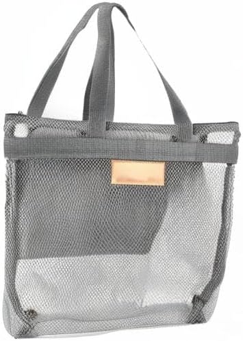Mesh Shower Caddy, Quick Dry Portable Tote with Zipper and Inner Pocket, Beach Bag, Lightweight Bath Organizer for College Dorm, Swimming, Gym, Beach, Travel (Gray)
