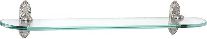 Alno A8550-24-SN Ribbon & Reed Glass Shelf with Traditional Brackets, Satin Nickel, 24"