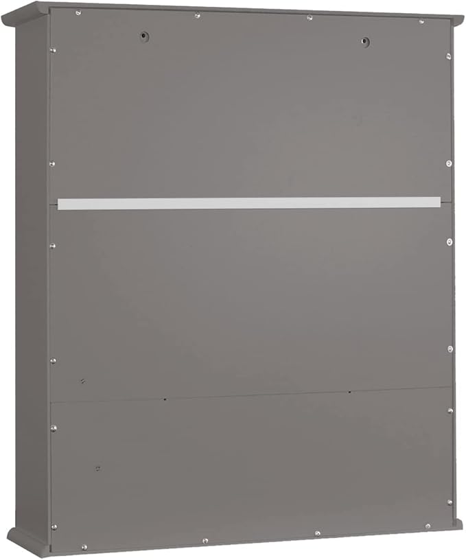 TaoHFE Grey Medicine Cabinet with Mirror, 2 Doors & 3 Open Shelves - Wall Mounted Wooden Storage Cabinet for Bathroom, Laundry or Kitchen