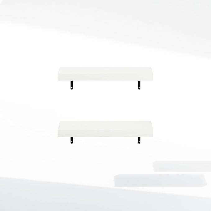 Furinno Tanna Floating Shelves for Wall Set of 2, 22-Inch Bathroom Wall Shelf, Wall Mounted Shelf, for Bathroom Organizers and Storage, Living Room, White Texture