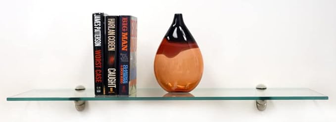 Spancraft 8" X 42" Glass Shelf - Brushed Steel Finish