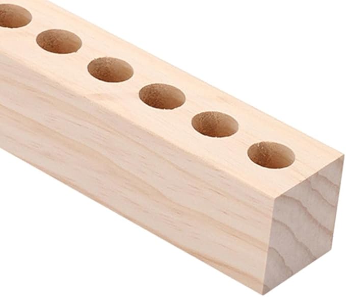 Wood Lipstick Holder, Natural Wood Lipstick Organizer Display Stand Cosmetic Makeup Organizer for Lipstick, Brushes, Bottles, and More - Low