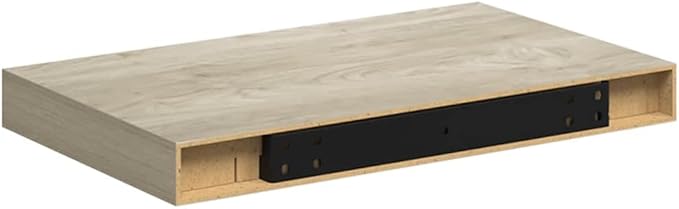 Wall Shelf Set of 2 Floating Shelves for Wall, Oak Finish MDF Decorative Display Ledge for Living Room, Bedroom, Study, 15.7 x 9.1 Inch