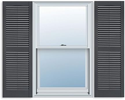 Exterior Solutions Standard Louver Exterior Vinyl Shutter, Dark Gray (Pair), 15 Inch x 59 Inch