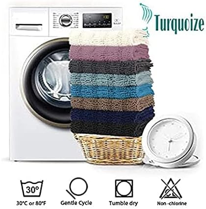 Turquoize Bath Mat, 47 x 17, Muted Clay, Plush Chenille, Non-Slip, Machine Washable