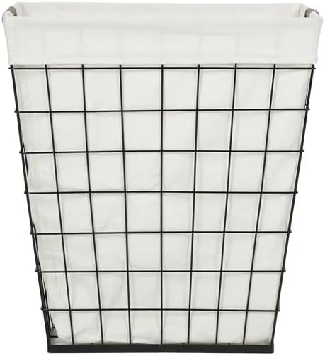 Steel Wire Laundry Hamper with Removable Cotton Blend Liner, 75L Rectangular Laundry Basket Ideal for Laundry, Storage, Decorative,Cream