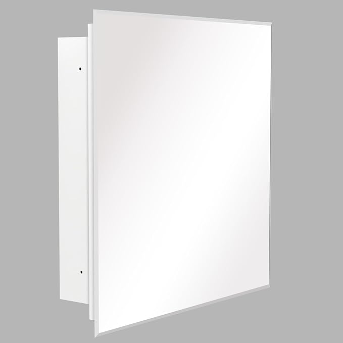 20x20 Inch Medicine Cabinet, Square Beveled Frameless Mirror, Adjustable Shelves, Already Assembly, Recess or Surface Mount Installation for Bathroom Toilet