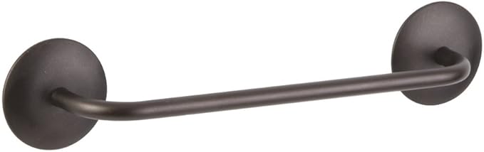 mDesign Decorative Metal Small Towel Bar - Strong Self Adhesive - Storage and Display Rack for Hand, Dish, and Tea Towels - Stick to Wall, Cabinet, Door, Mirror in Kitchen, Bathroom - Bronze