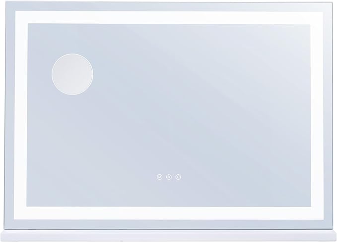 VEVOR Lighted Makeup Mirror, Three Color Lighting Modes Hollywood Vanity Mirror, Makeup LED Mirror w/Lights,5X Magnification,USB Port,Smart Touch Control,Desktop Wall-Mounted (31.5x21.7 in, White)