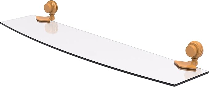 Allied Brass 433T/24-GLY Venus Collection 24 Inch Glass Shelf with Twist Accents, Golden Yellow