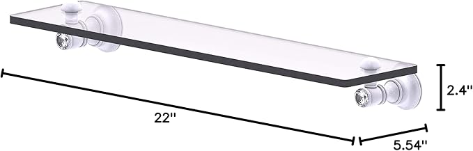 Allied Brass CC-1-22 Carolina Crystal Collection 22 Inch Glass Shelf, Matte White