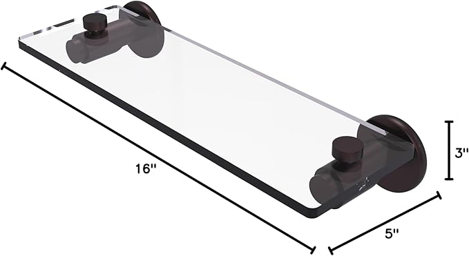 Allied Brass TR-1/16-ABZ Tr 1 Tribecca Collection Inch Vanity Beveled Edges Glass Shelf, 16 Inch, Antique Bronze