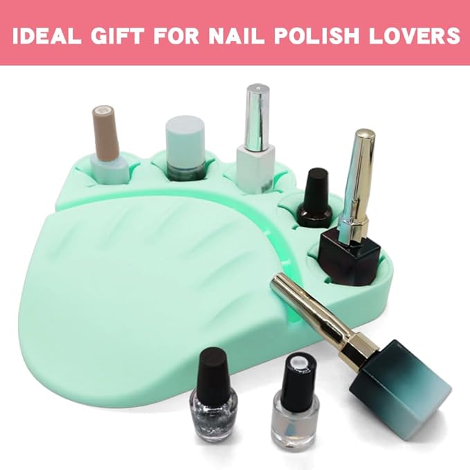 Anti Spill Free Tilt Nail Polish Bottle Holder, Home Fingernail Polish Stand Arm Rest Pad,Art Tool Nail Paint Tech Mat Polish Bottle Organizer Manicure Accessories