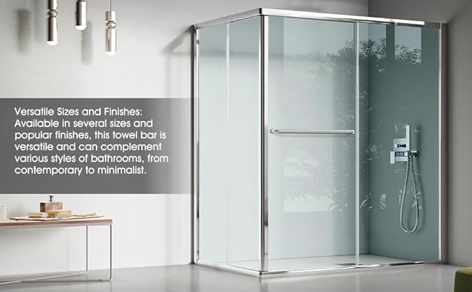 Ranbo Glass Shower Door Towel Bar 18 Inch Stainless Steel Sliding Shower Door Handle Replacement with Brushed Nickel Finish for Commercial and Residential Glass Doors