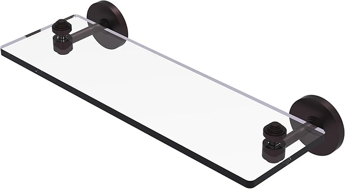 Allied Brass SB-1/16-ABZ South Beach Collection 16 Inch Glass Vanity Beveled Edges Shelf, Antique Bronze